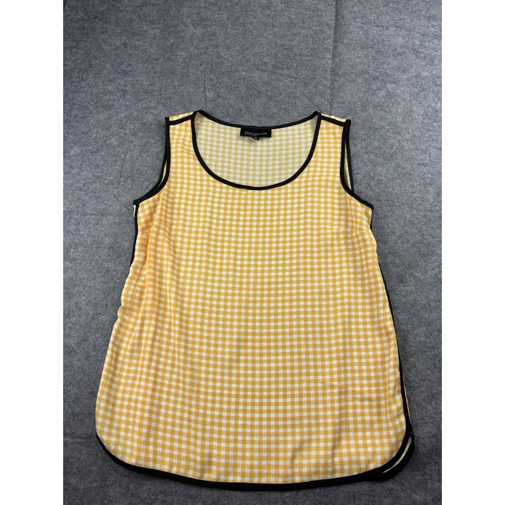 JONES‎ NEW YORK Women's 6 Contrast Check Shell Blouse Top Twee Preppy Girly SEE